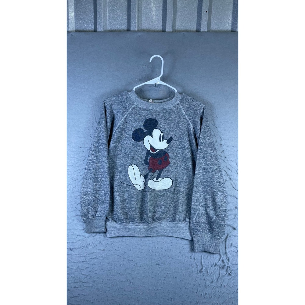 Walt Disney Mickey Mouse Sweatshirt Men Medium Gray Good Vintage Tropix Togs USA